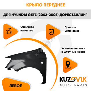 Крыло переднее левое Hyundai Getz (2002-2005) дорестайлинг KUZOVIK